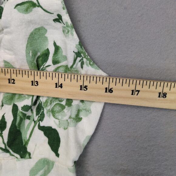 Abercrombie & Fitch Green Floral Sheath Dress Sz M Smocked Back Linen Cotton - Picture 5 of 10